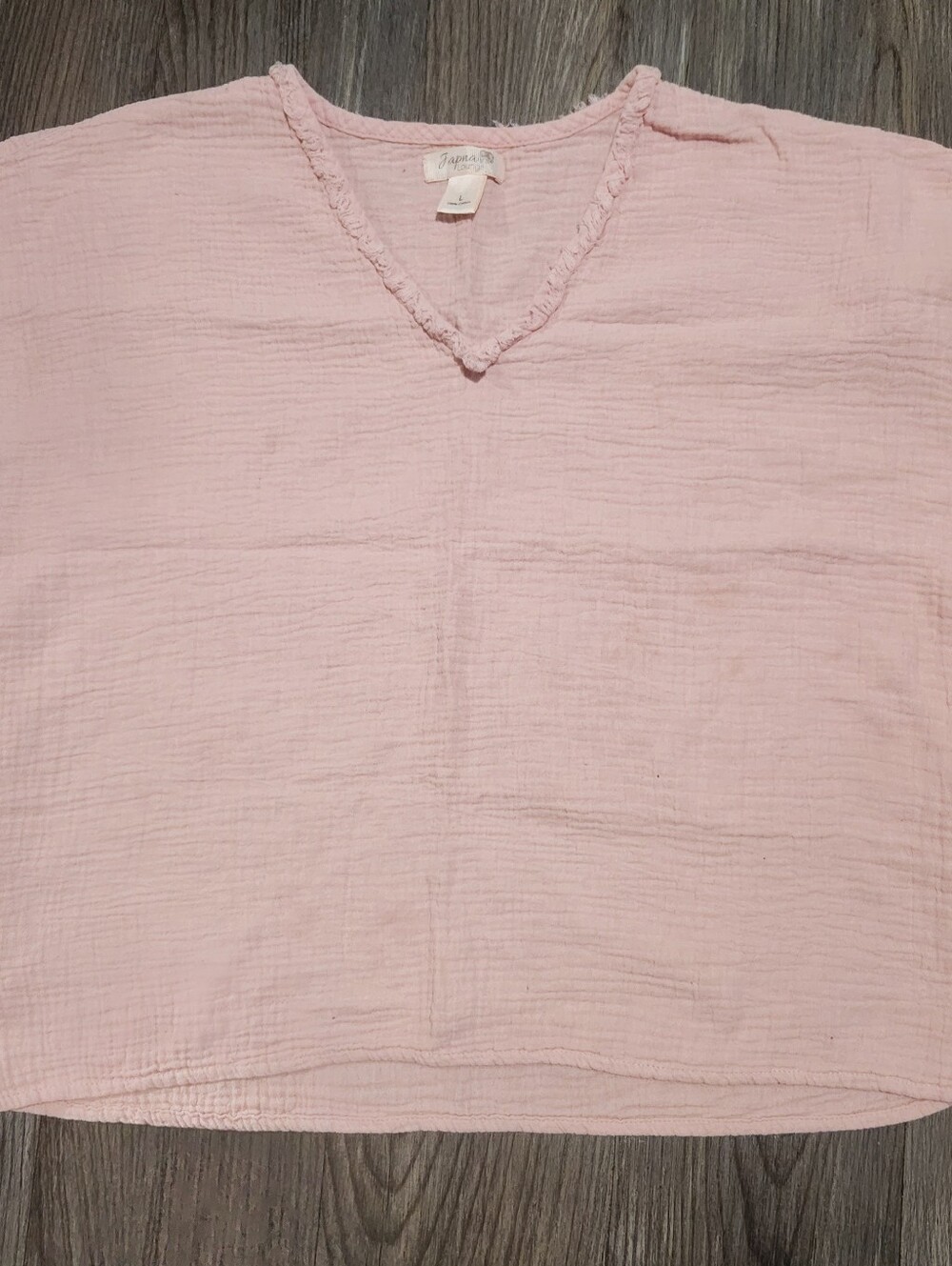 Light Pink V-Neck Cotton Gauze Top